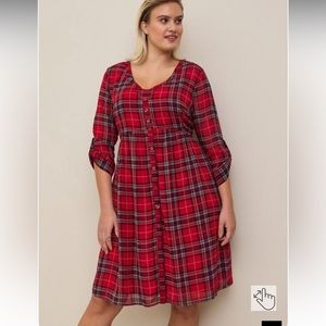 Torrid Red Mini Chiffon Button Front Shirtdress